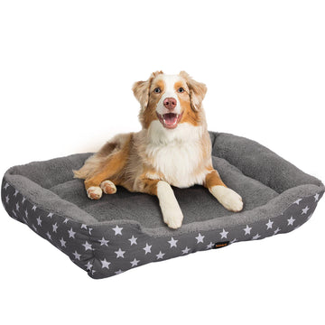PaWz Pet Dog Cat Bed Deluxe Soft Cushion Lining Warm Kennel Grey Star L PaWz